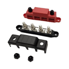 (2 Pack) 250A High-Amperage Busbars | Red & Black Power Distribution Blocks | 4-Post Terminals