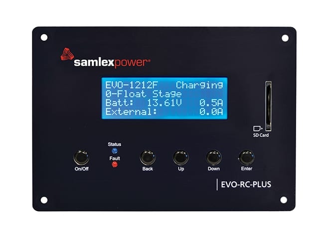 Samlex EVO-RC-PLUS programmable remote control with 4-row LCD and SD card slot for EVO inverter/chargers