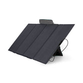 EcoFlow 400W Portable Solar Panel unfolded on kickstand case in an outdoor setting.