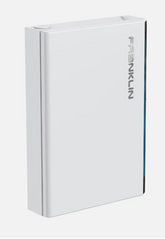 FranklinWH aGate smart energy management system mounted on a wall, showing the sleek grey interface used for home power control.