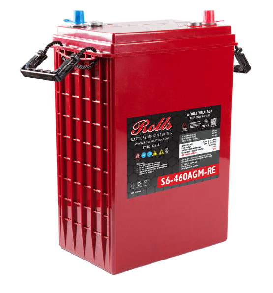 Rolls Surrette S6-460AGM-RE 6V 415Ah high-cycle AGM battery for renewable energy