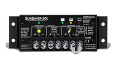 Morningstar SunSaver SS-20L-12V 20A solar charge controller with 4-stage PWM charging and high-capacity 20A load terminals.