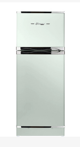 Vintage style Summer Mint Green 10 cu. ft. propane refrigerator with CO monitor for off-grid kitchens