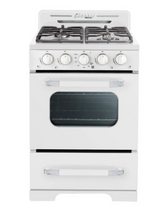 Unique Classic Retro 24 Inch Propane Range in Marshmallow White with Chrome Accents