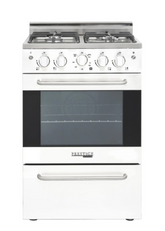 Compact 20 inch White convection gas range with sealed burners for small kitchens