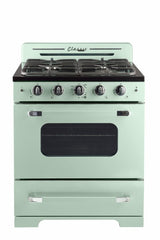 Unique 30-inch Classic Retro Gas Range in Summer Mint Green with Chrome Accents