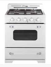 Unique 30 Inch Classic Retro Propane Range in Marshmallow White with Chrome Accents