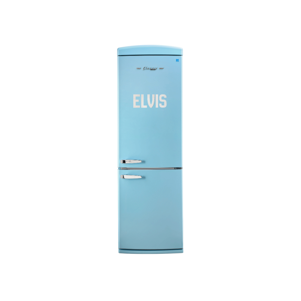 Unique Elvis Classic Retro 12 cu. ft. Bottom Mount Refrigerator in Blue Hawaii with Signed Handle