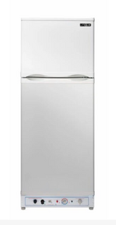 Unique 8 cu. ft. white propane refrigerator for off-grid cabin use