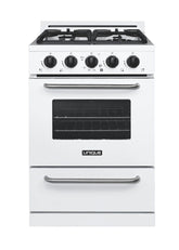 Unique Classic 30 Inch Off-Grid Propane Gas Range in White with Continuous Cast-Iron Grates