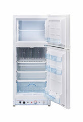 Mid-Size Propane Fridge Interior with Freezer Compartment and Glass Shelving