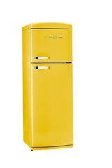 Unique 310L Classic Retro Top Mount Refrigerator in Canary Yellow with Chrome Handles