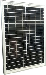 Front view of SolarEngine 20W Mono-Crystalline Solar Panel with 36 high-efficiency solar cells and aluminum frame.