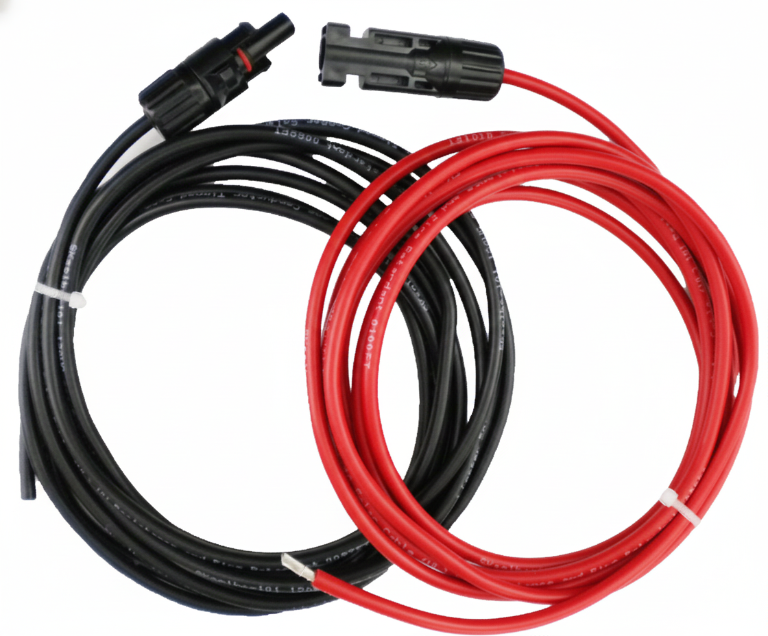 (2 cables) 50ft #10 AWG Solar Extension Cables | UL Listed Red & Black Pair | MC4 Connectors