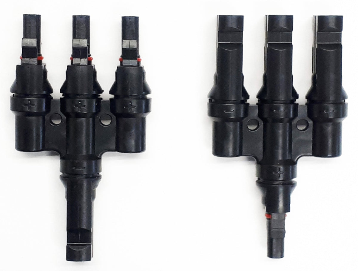 MC4 3-to-1 Parallel Y-Branch Connectors (Male/Female Pair) | Triple Solar String Splitter