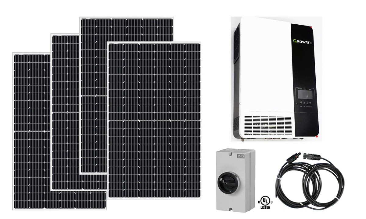 2.25kW off-grid solar kit with Growatt 3500W 48V inverter, ReneSola 450W panels, and IMO PV disconnect