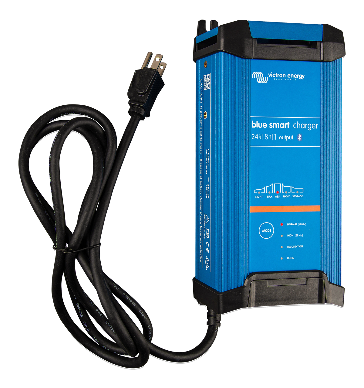 Victron Blue Smart IP22 12/30 (3) charger featuring three DC outputs and integrated Bluetooth for VictronConnect app monitoring.