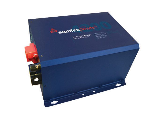 Samlex EVO-4248SP 4200W 48V Pure Sine Wave Split Phase Inverter Charger for off-grid 120/240V systems.