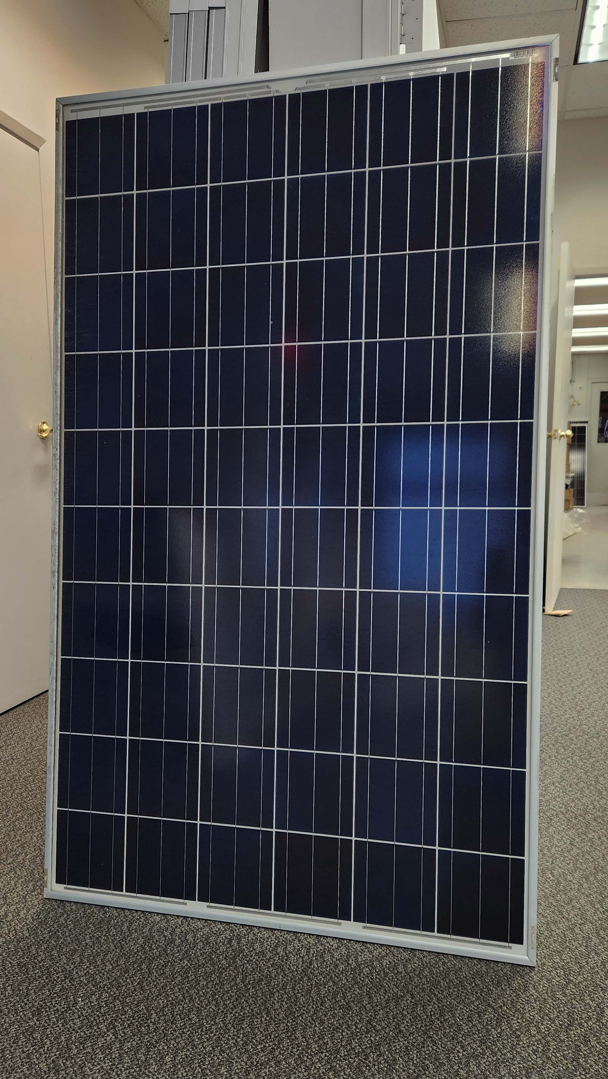 Used Hanwha 250W single-phase solar panel front view, premium Canadian-made quality