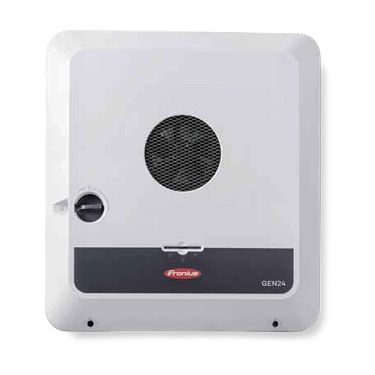 Fronius Primo GEN24 10.0 hybrid inverter showing the active cooling fan and high-capacity 10kW residential power interface.
