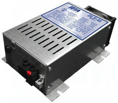 IOTA DLS-55 55 Amp 12V DC power converter with compact switch-mode design and dual-state charging technology.