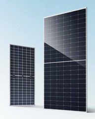 JA Solar 620W Bifacial N-Type TOPCon Double Glass Solar Panel JAM66D45-620-LB front and back views