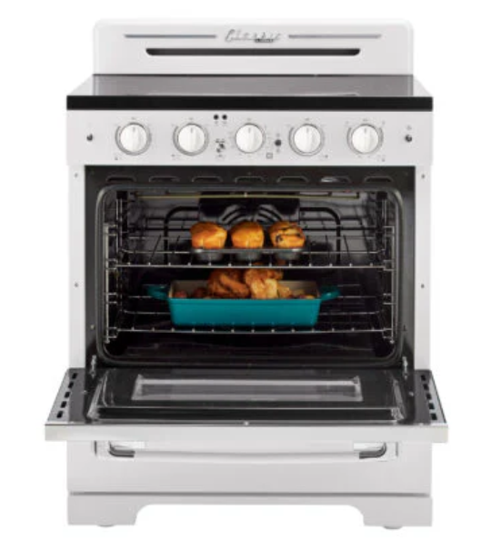 Spacious 3.9 cu. ft. Convection Oven with 2 Heavy Duty Racks and Waist-High Broiler