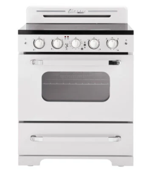 Unique Classic Retro 30 Inch Electric Convection Range with 5 Elements in White