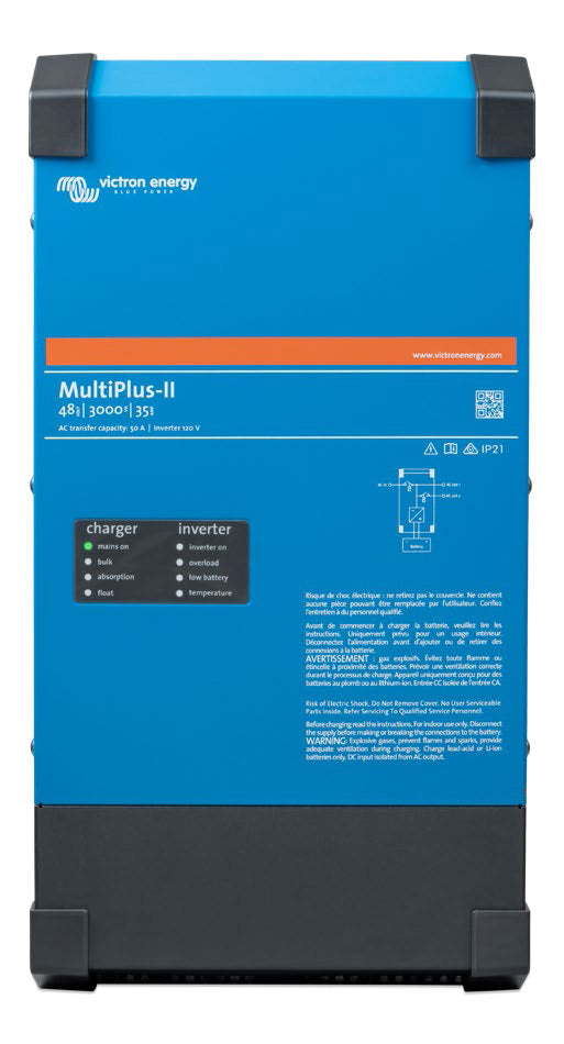 Victron MultiPlus-II 48/3000/35-50 120V UL Certified Inverter Charger PMP482305102 for 48V solar systems.