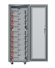 RUIXU 50kWh 48V 1000Ah LiFePO4 server rack battery cabinet system with self-heating and UL9540A certification.