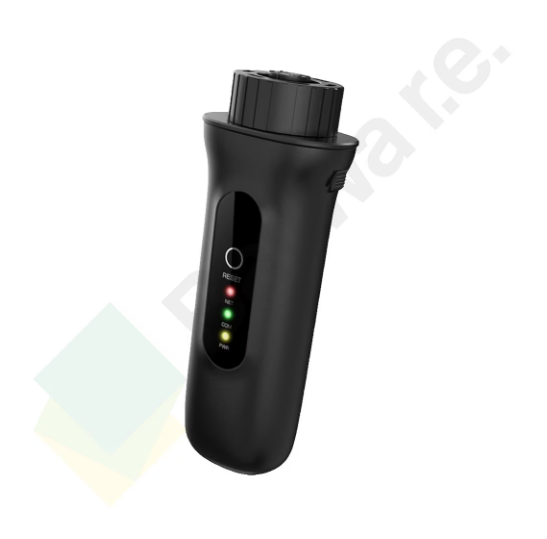 Solis S1-W4G-ST white data logging stick with 4-pin connector and LED status indicators.