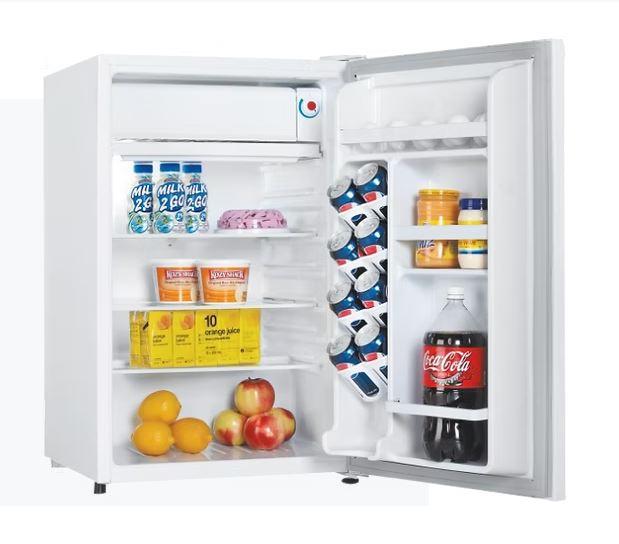 Interior view of Solstice 126L 12V Fridge with can dispenser and glass shelves