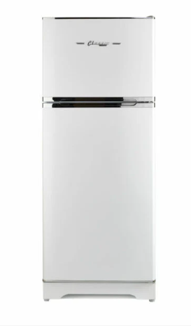Full-size 14 cu. ft. marshmallow white classic retro propane refrigerator for luxury off-grid kitchens