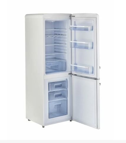 Unique Retro Refrigerator Bottom Freezer with Three Spacious Storage Drawers