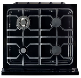 Four Sealed Burners with 13,000 BTU Power Burner and Cast-Iron Grates