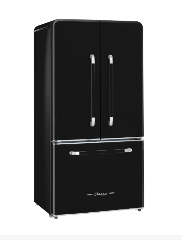 Unique Classic Retro UGP-595L AC 21.4 cu.ft French Door Refrigerator Midnight Black