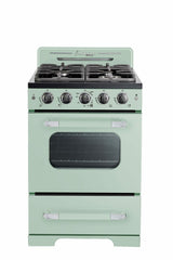 Unique 24-inch Classic Retro Gas Range in Summer Mint Green with Chrome Accents