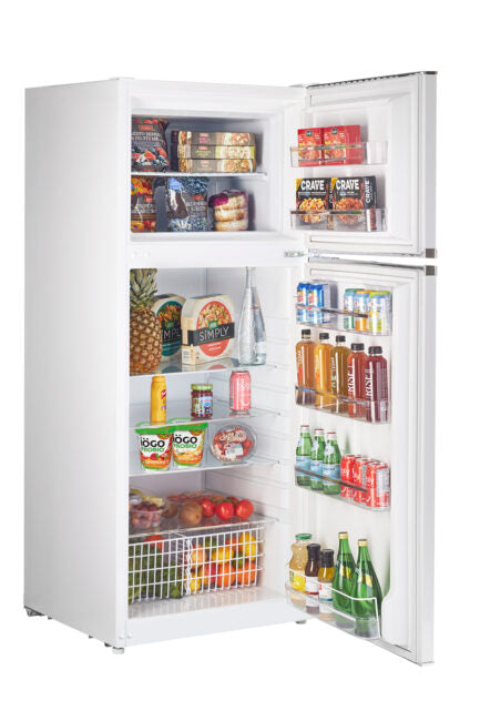 Interior of Unique 14 cu ft Retro DC Fridge with Glass Shelves and Dual Crispers