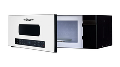 Unique Classic 30 inch retro over the range microwave in Marshmallow White with chrome accents