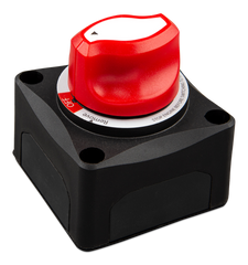 Victron Energy 275A master battery disconnect switch with removable red ergonomic knob and tinned copper M10 studs.