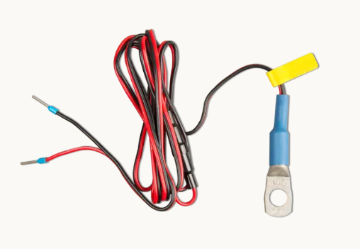 Victron Energy ASS000100000 temperature sensor probe with red fused power wire for battery monitors.
