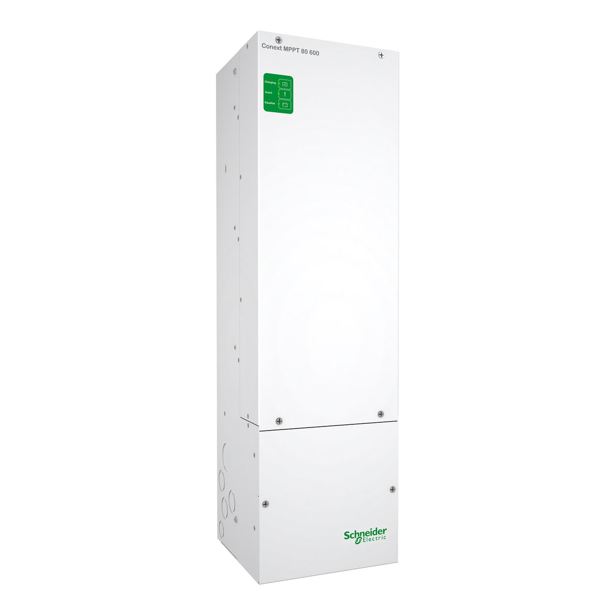 Schneider Electric Conext MPPT 80 600 Solar Charge Controller, 80A 600VDC high-voltage MPPT for XW Pro solar systems, showing industrial white casing.
